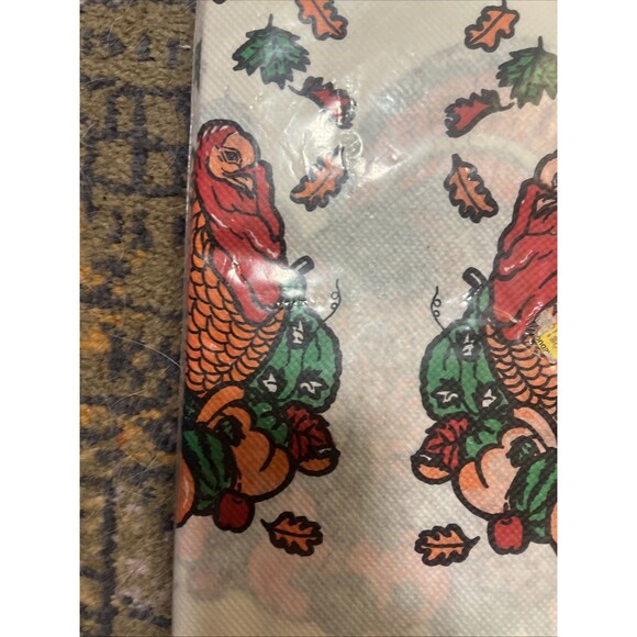 Vintage~NOS~Turkey Thanksgiving Paper Tablecloth~Creations Plus 50X94 - Picture 4 of 6